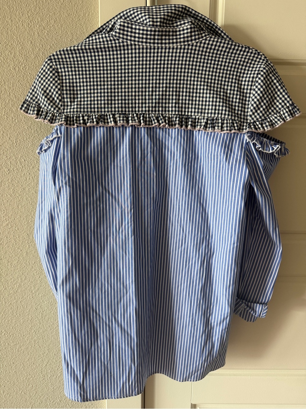 Sandy Liang Mercury Top Office Stripes & Gingham Button Down size 40 - Picture 10 of 11